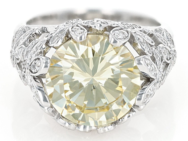 BJB174 Bella Luce Canary Yellow Rhodium Plated Flower Motif Ring 10.03ctw. Sz.10