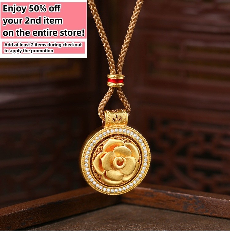 Flower Pendant Necklace 18K Gold Plated Ethnic Crystal Gemstone Jewelry Gift