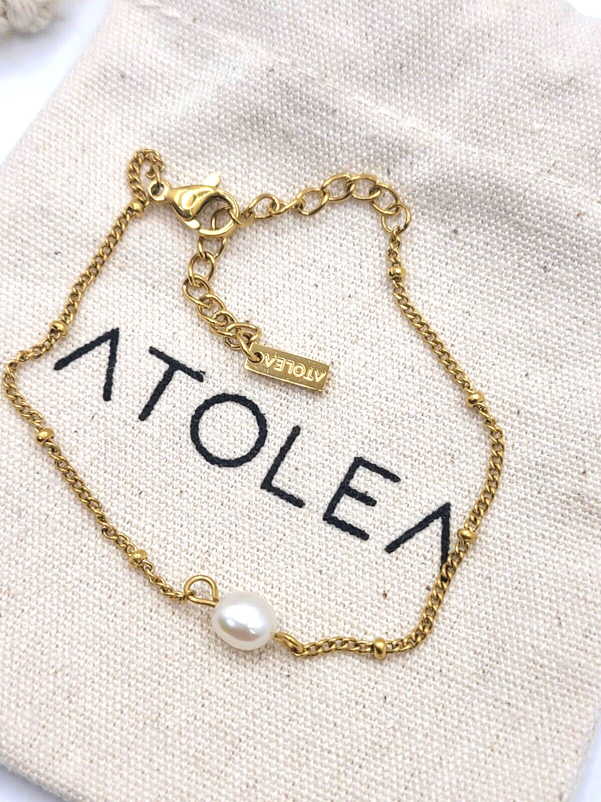 Atolea Pearly Anklet Freshwater Pearl 18k gold plated chain 7″ + 2″ extender