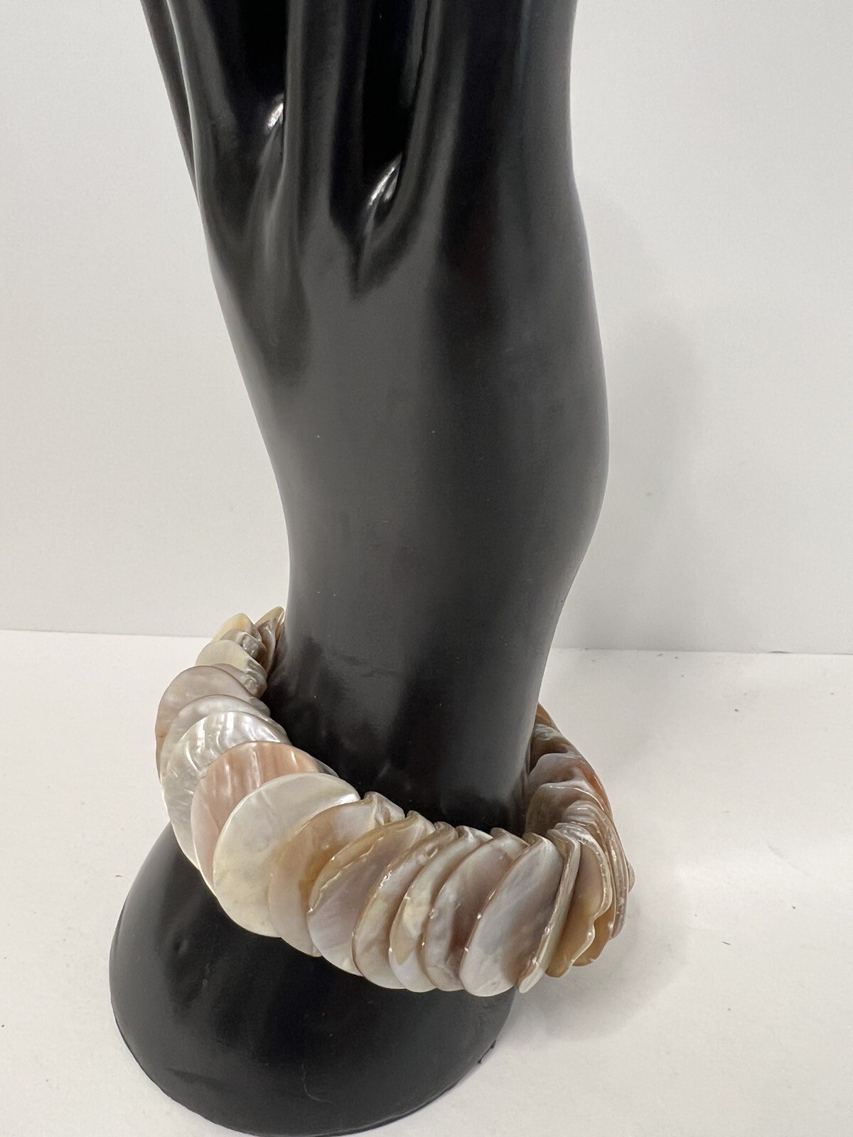 Earth Tones Real Shell Bracelet Stretch Layered Disc Costume Jewelry Boho Beach