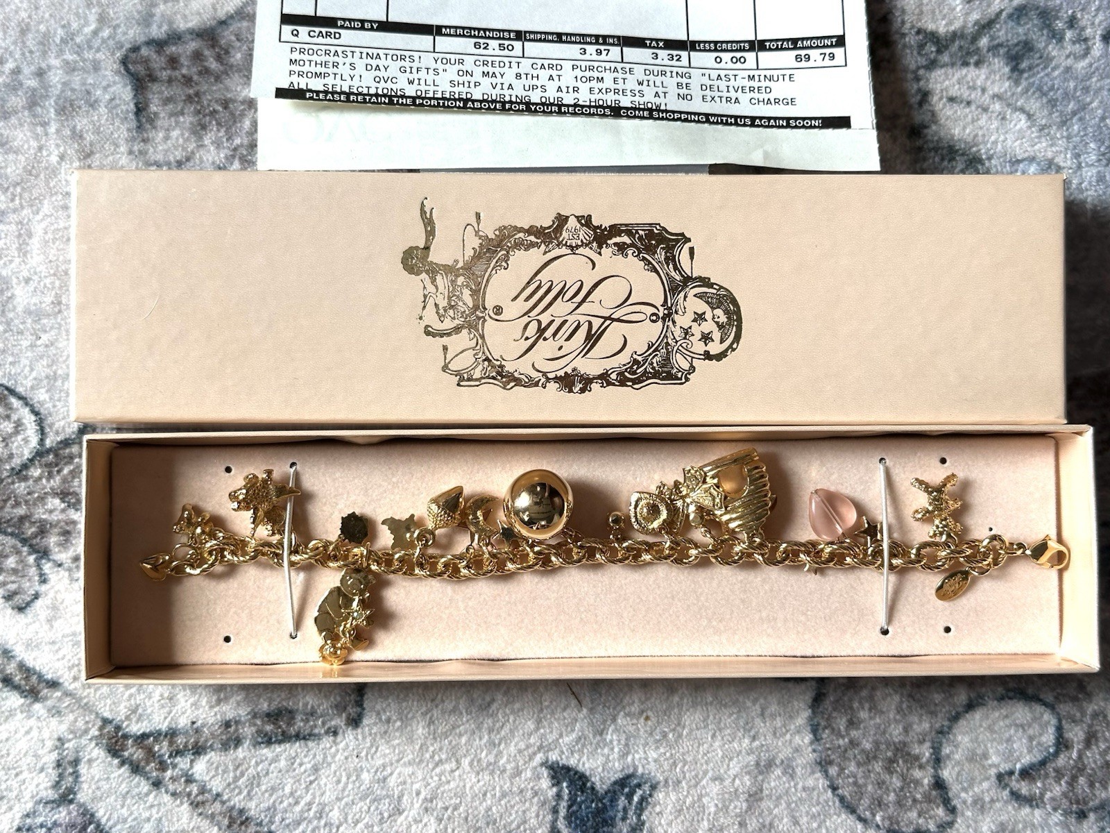 Vintage Retired (NEW) Kirks Folly Teddy bear Picnic Charm Bracelet Charms