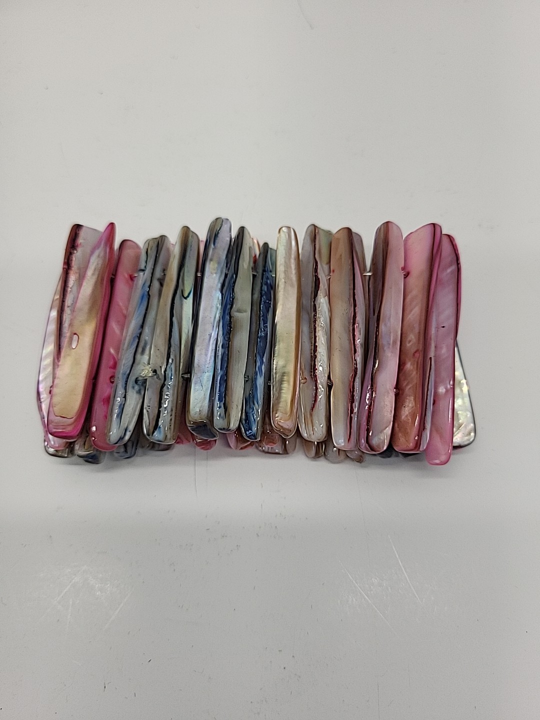 Vintage Chunky Beautiful Multicolor Mother Of Pearl Abalone Shell Pink Blue Gold