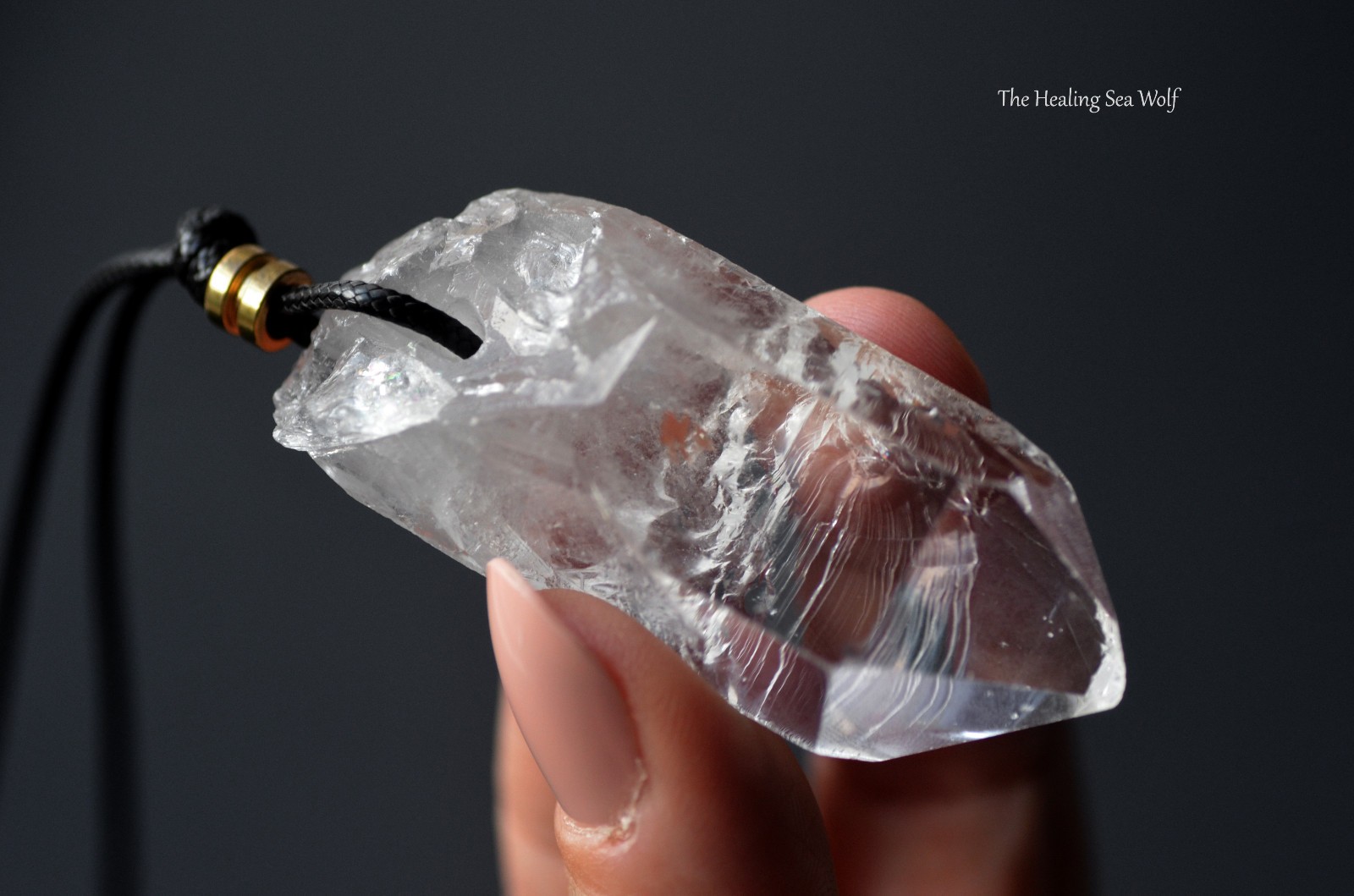 Diamantina Clear Quartz Necklace with Rare Curved Timelines • Manifestation Ally
