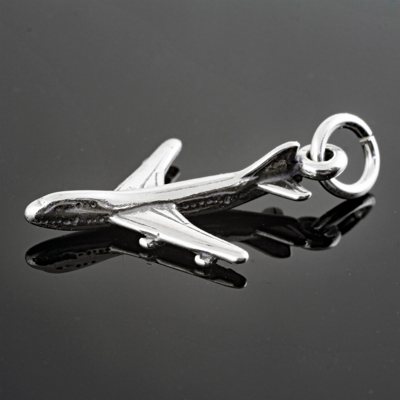 925 Sterling Silver 747 Airplane Plane Jumbo Jet Airbus Boeing Charm Pendant