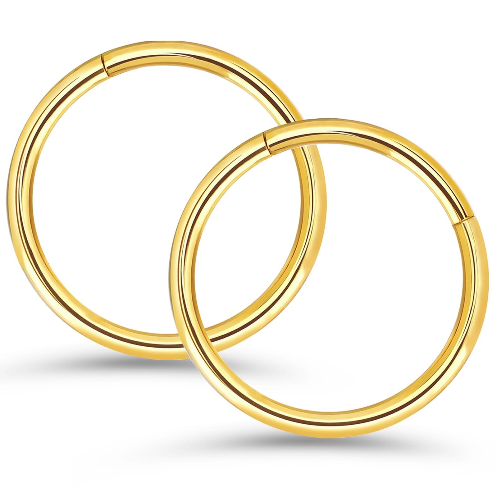 2pcs 316l Surgical Steel Nose Rings Gold Nose Hoop Hinged Segment Septum Clic…