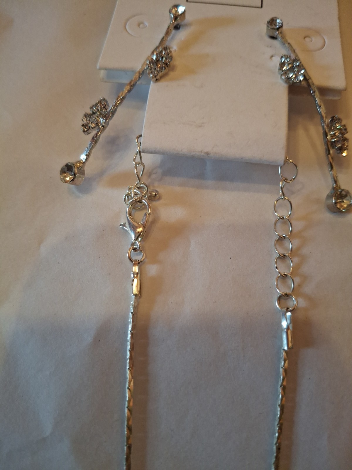 DB Studio Silver Tone Necklace & Earrings Sparkle Bling Necklace For Wedding