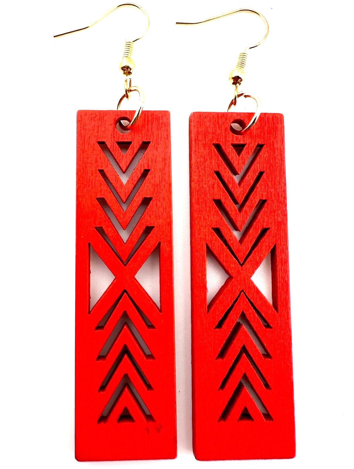 Red Arrow Stained Laser Cut Bar Earrings