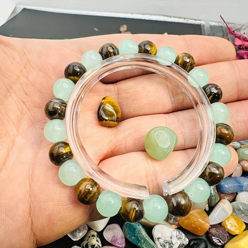 Green Aventurine Tiger Eye Bracelet Money Luck Healing Crystal Beaded ✅