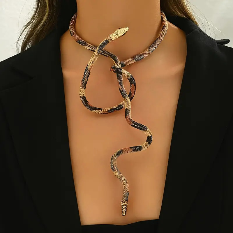 Scaled Multicolor Adjustable Snake Bracelet Necklace Jewelry Gothic Collar