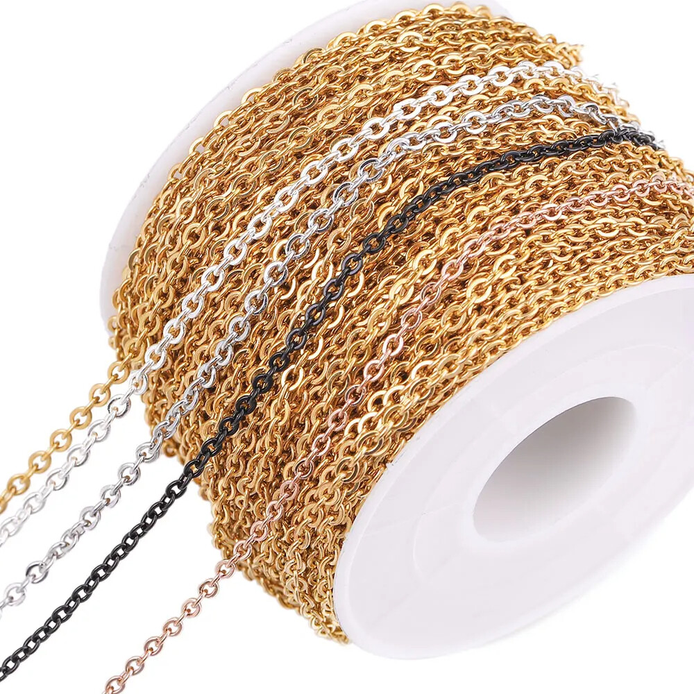 Stainless Steel Chain Bulk 1/1.5/2/2.5mm Necklace Chain Jewelry Making Findings
