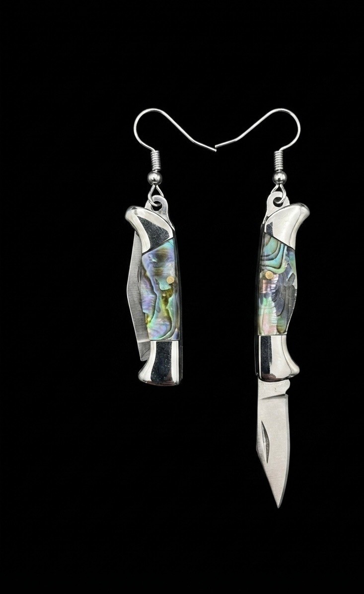 Mini Folding KNIFE EARRINGS Abalone Free Shipping