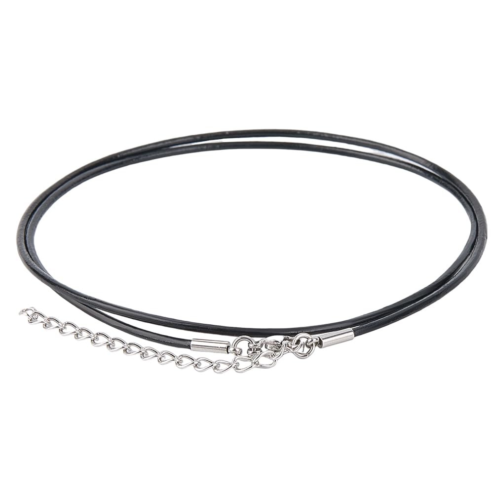 10PCS 1.5Mm Black Genuine Leather Cord Necklaces 18 Inch round Thin Real Leather