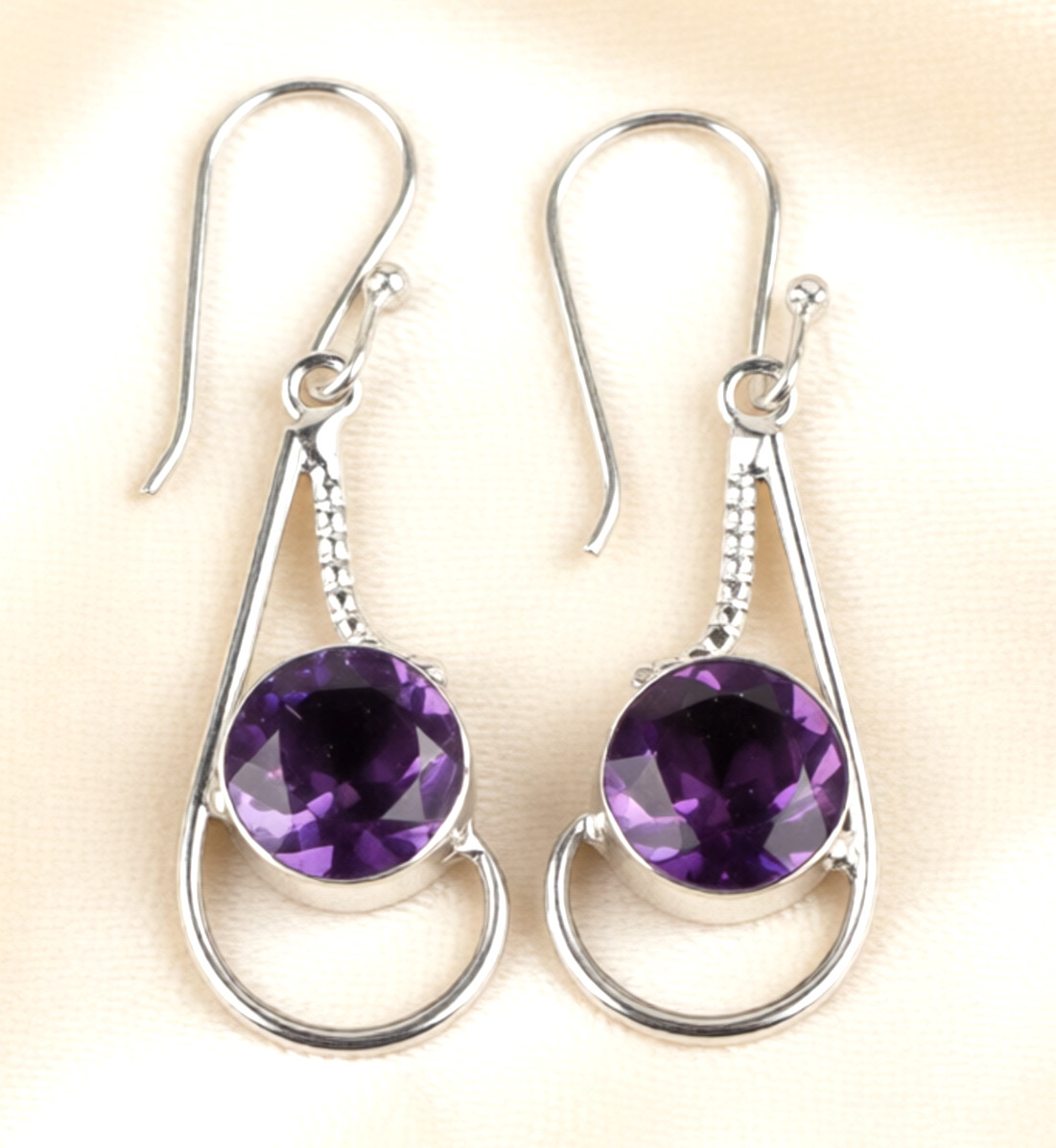 African Amethyst Gemstone 925 Sterling Silver Handmade Jewelry Earrings 2.0″