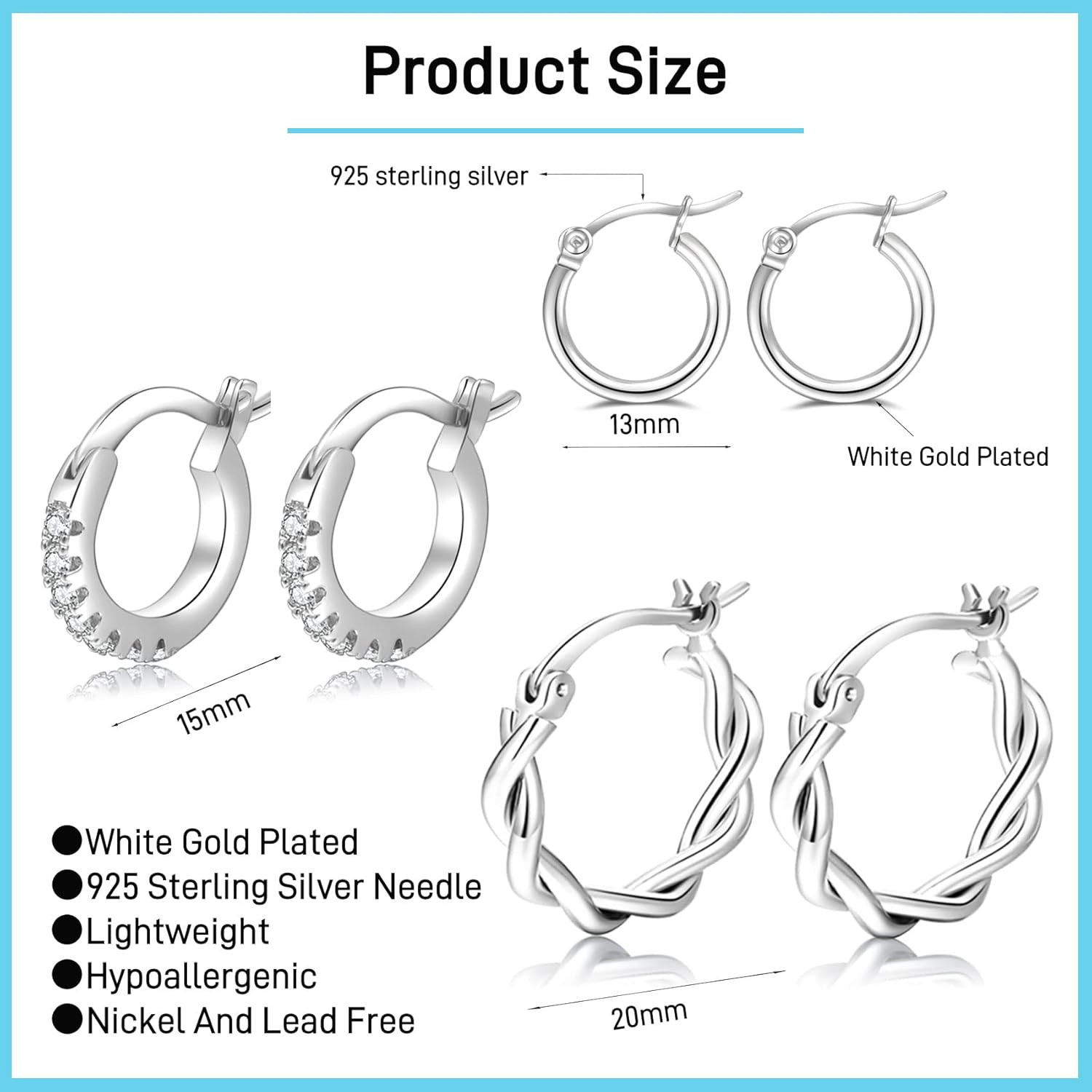 Gold Hoop Earrings for Women Sterling Silver Post Small Gold Hoop Earrings 14K R