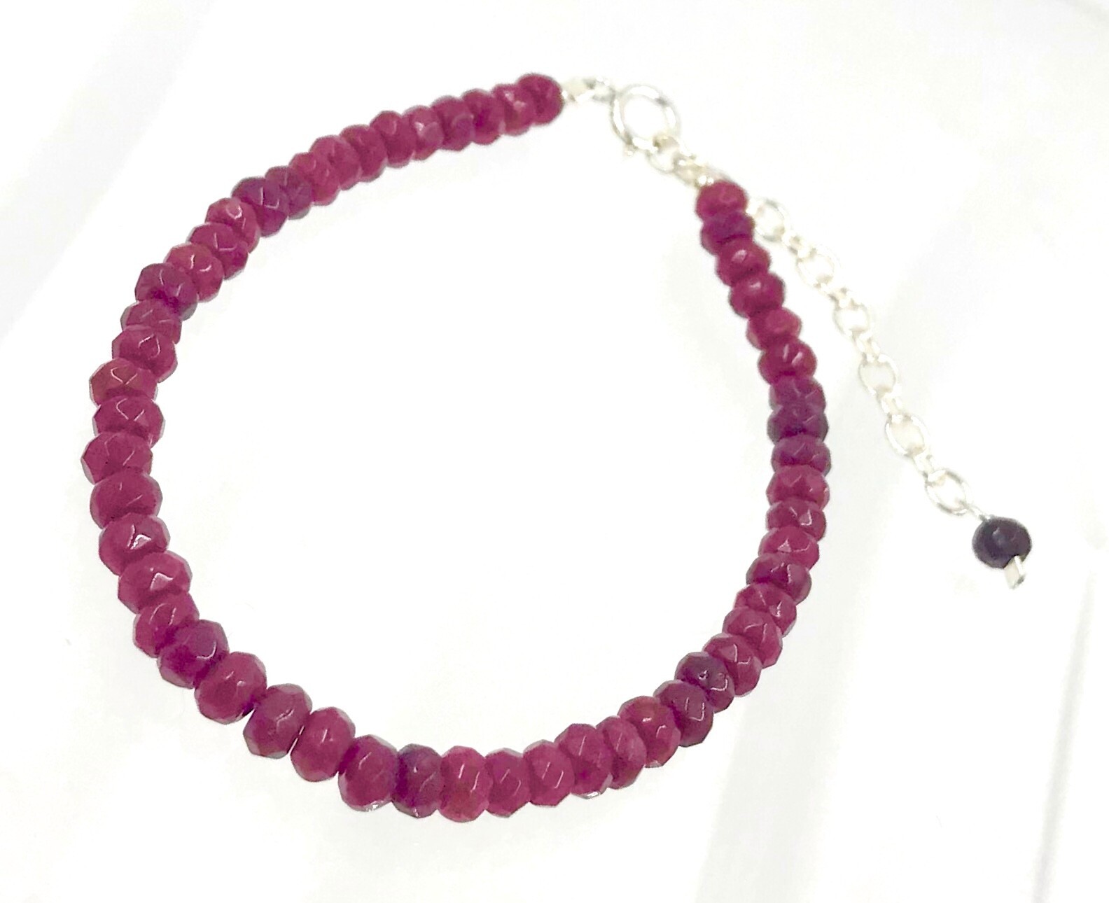 Genuine Ruby Gemstone Natural Color 925 Silver adjustable Bracelet US SELLER