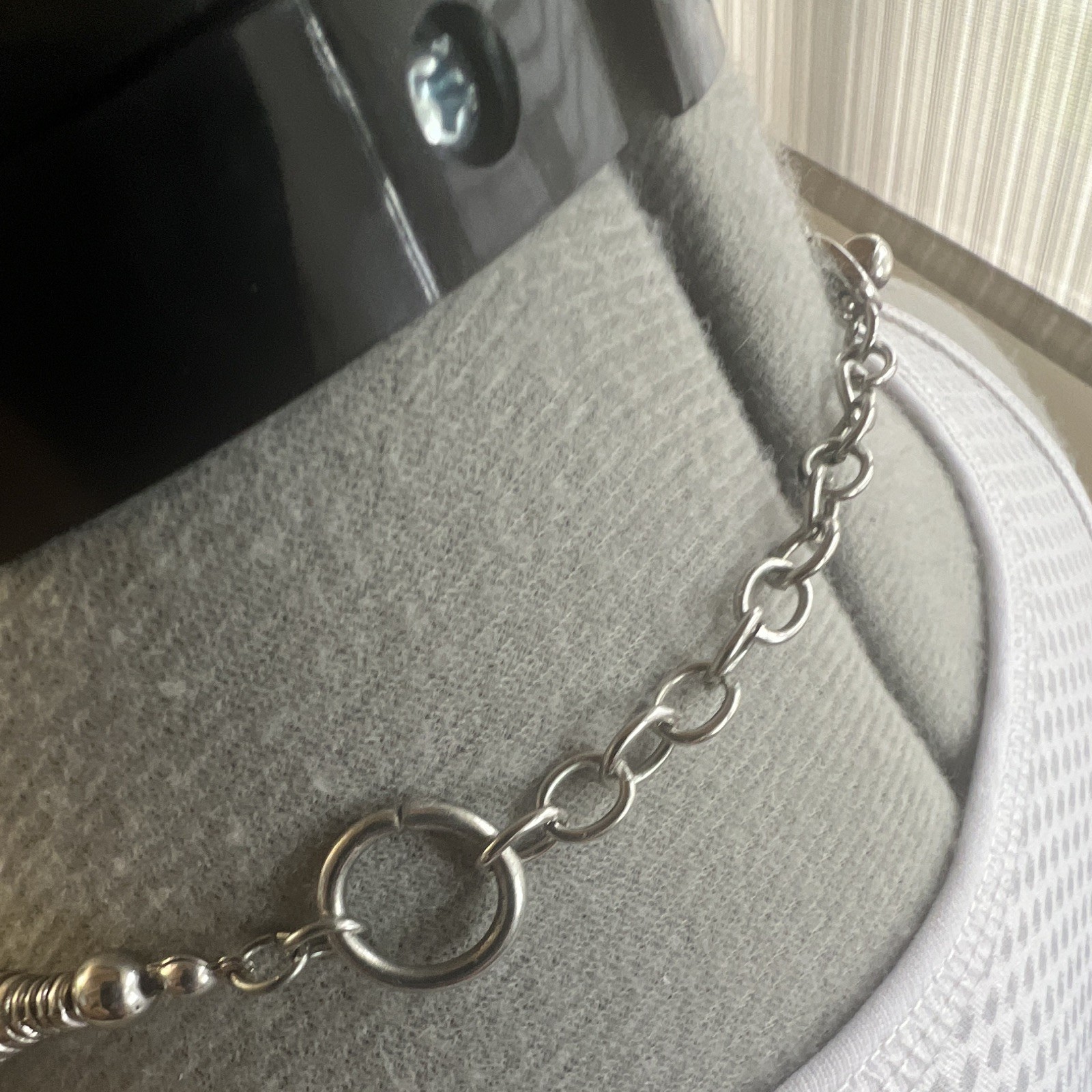 Black & White Beaded Statement Bib Necklace, Silver Tone Cable Chain, Adjustable