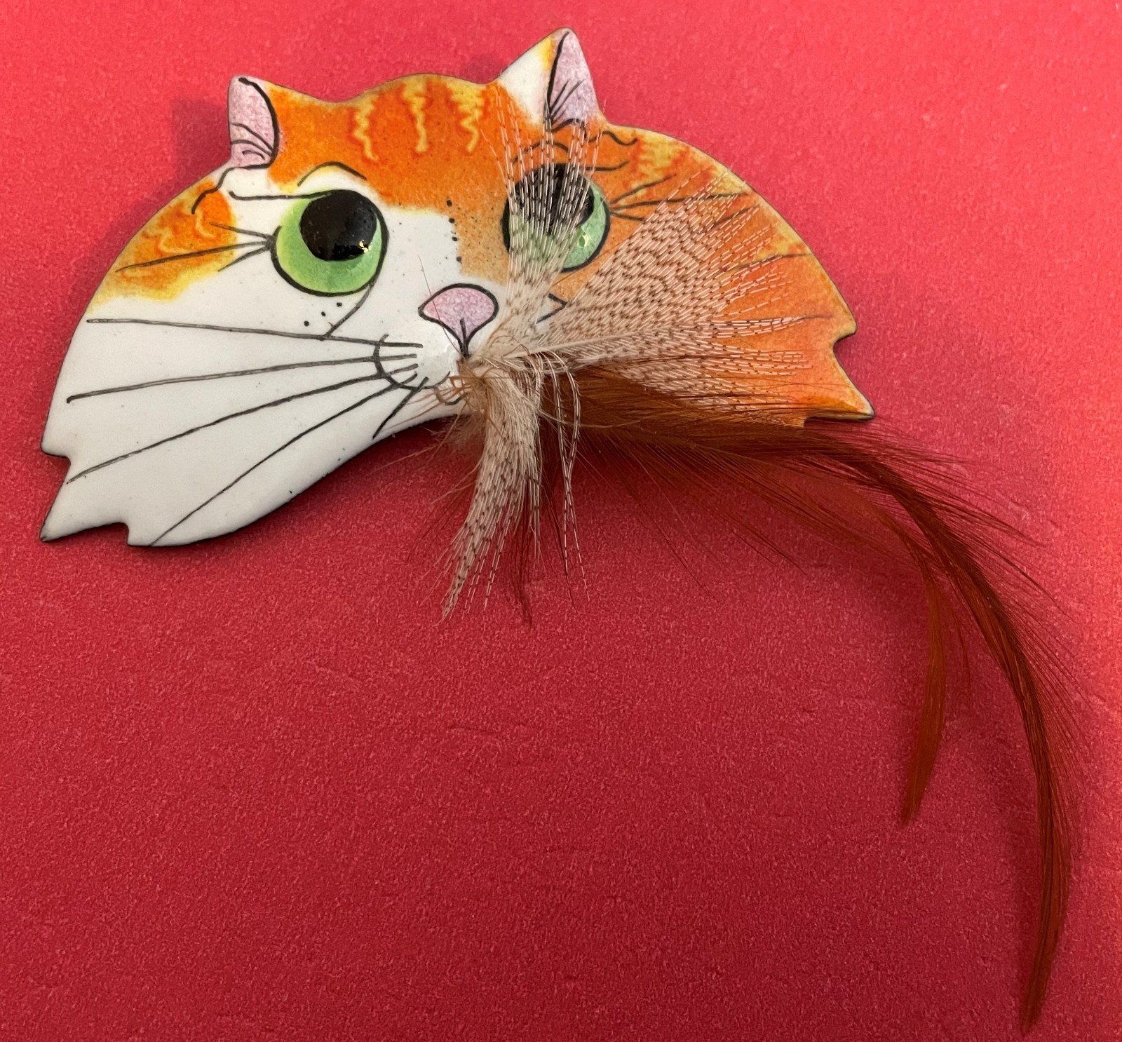 Cat Face 2.75 inches wide Brooch – as shown