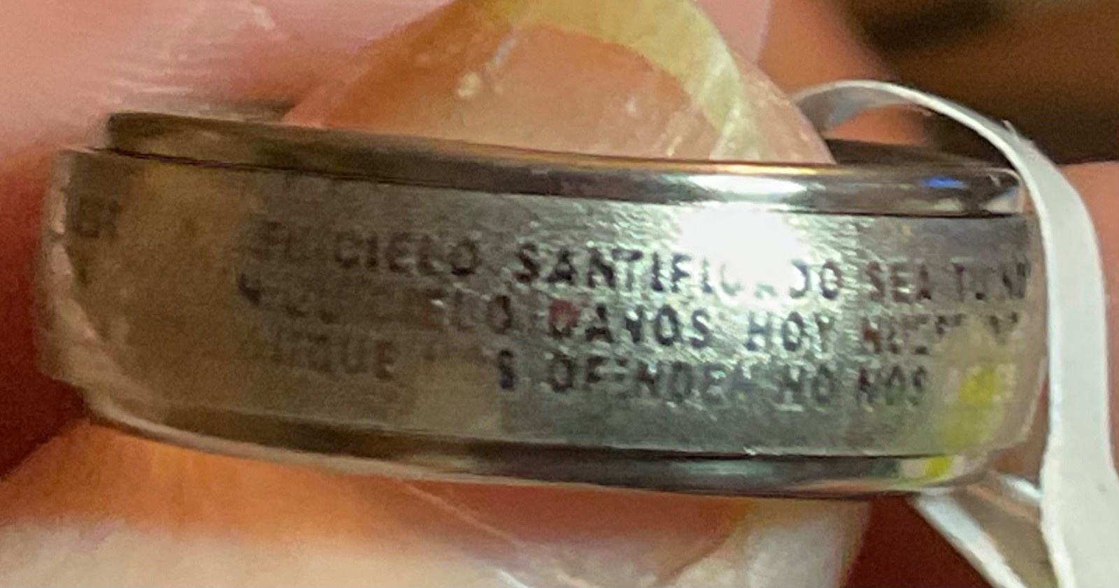Spanish Lord’s Prayer Spinner Stainless Steel 8mm Ring Size 8 Band Rotating Gift