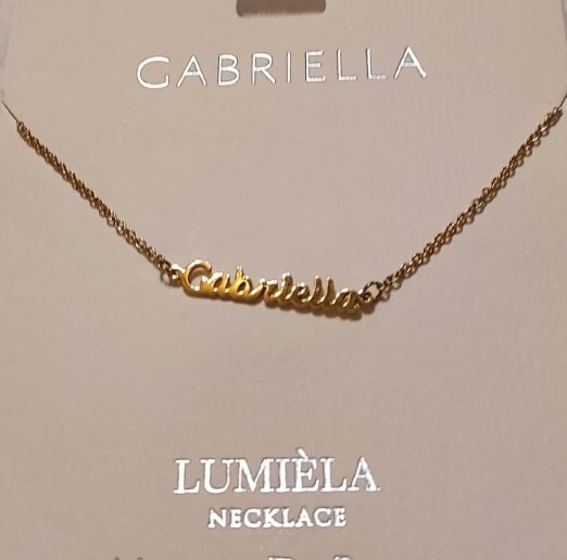 New Lumiela “Gabriella” Personalize Necklace Nickel Free GoldColor Inspirational