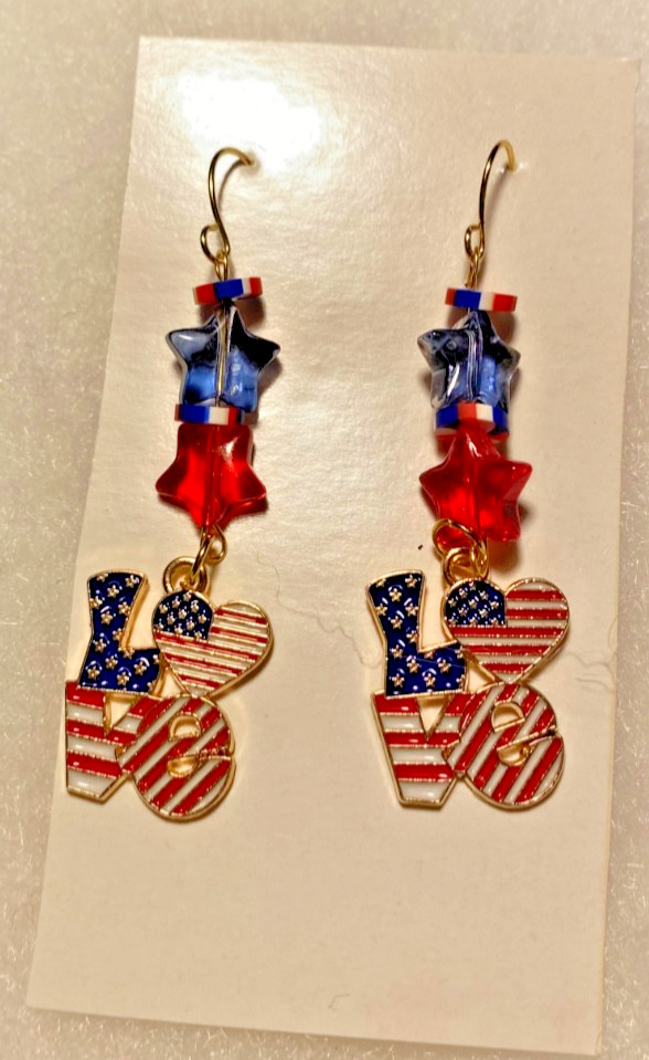 Stars & Stripes Earrings Love USA forPresident’s Day