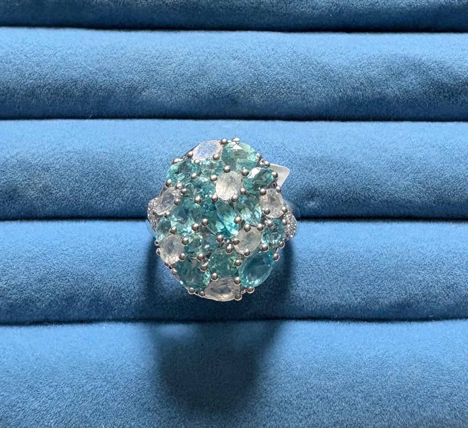 Betroka Blue Apatite, Moonstone Pebbles Ring – Size 9 (5.80 ctw.)