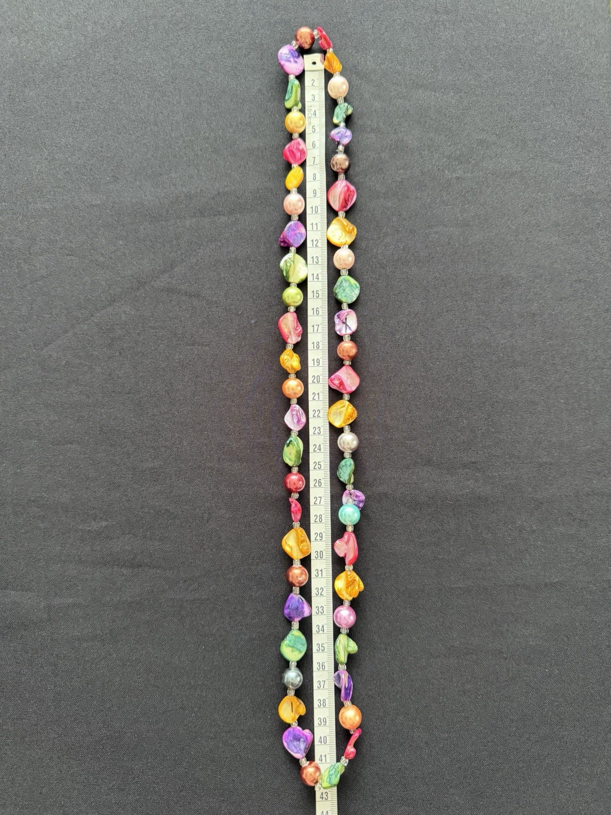 Bright Rainbow Multicoloured Pearl Beaded Long Lariat Flapper Layering Necklace