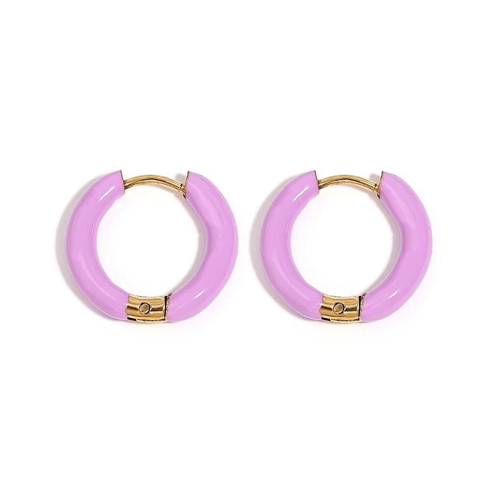 ZARD Purple Enamel Huggie Hoop Earrings