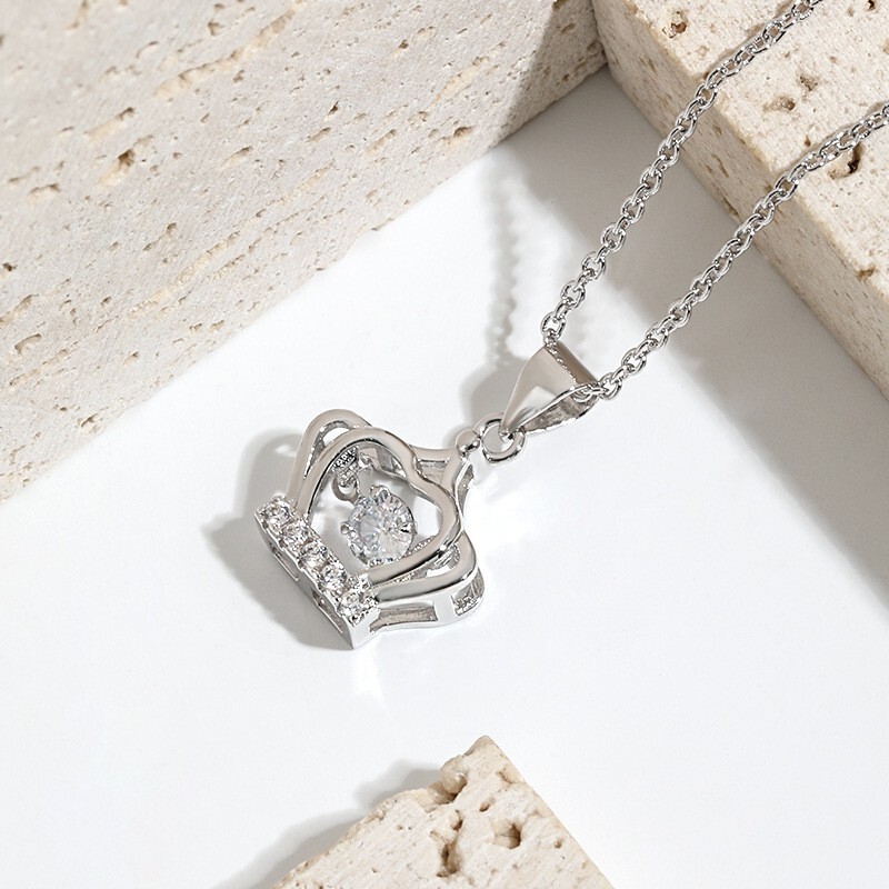 Silver or Rose Gold Plated Crown Pendent Necklace