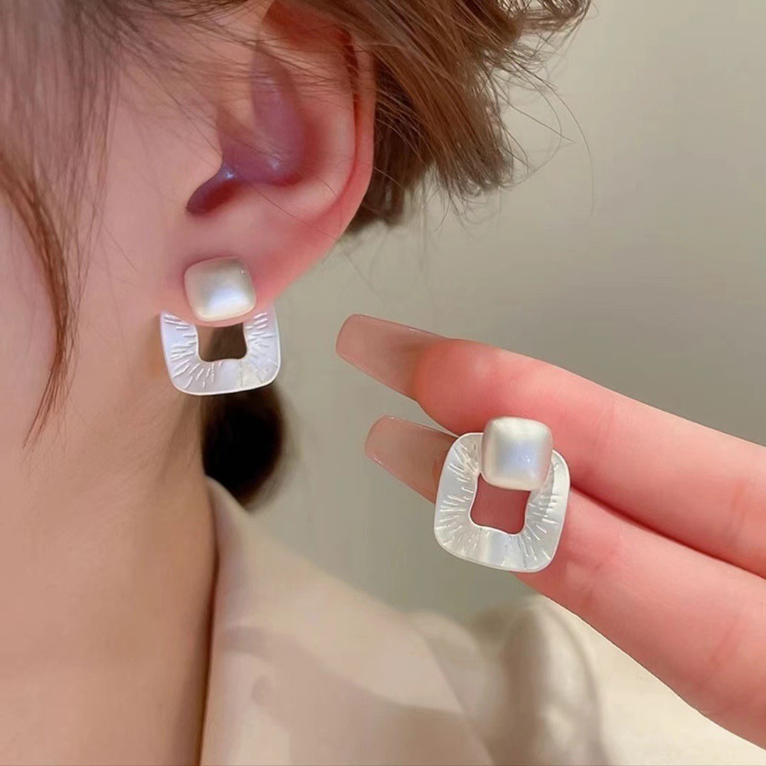 Geometric Square Simple Ear Studs for Women’s New Trendy Earring Alloy