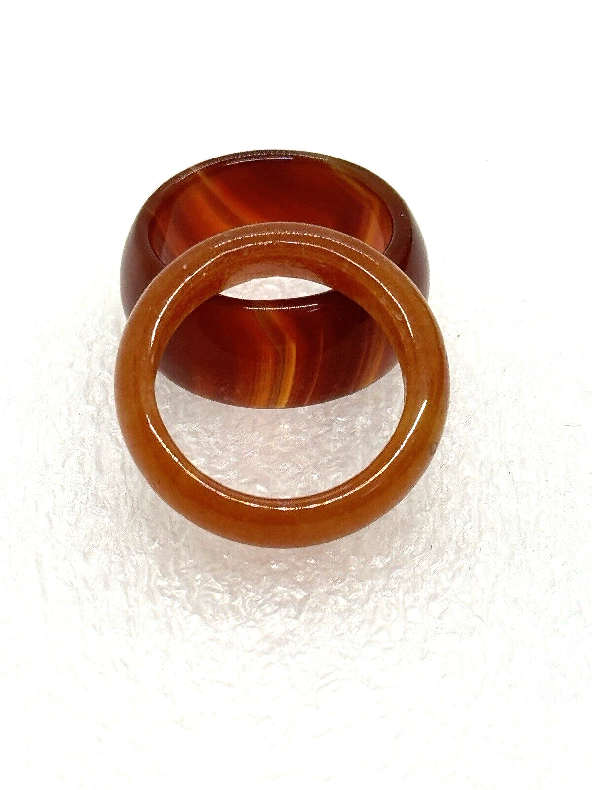 Red Carnelian Agate Band Ring Lot Stackable 2 Rings Size 7