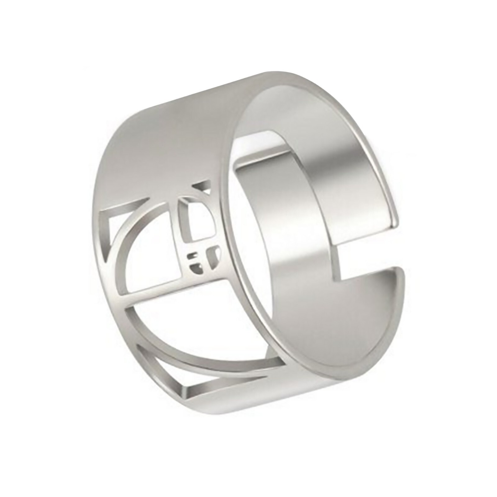 Fibonacci Spiral Ring Silver Stainless Steel Math Sequence Sacred Geometry Band