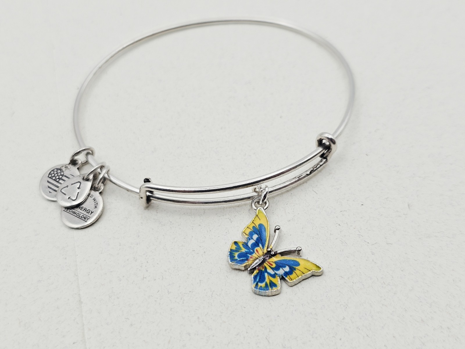 Alex Ani Silver Bracelet With Yellow Butterfly 🦋 🦋 Generic Metal Charm ✨️