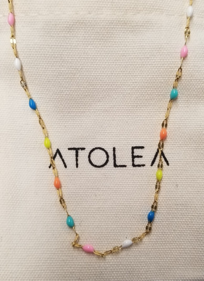 Atolea 18K Gold Plated Rainbow Dainty Choker Necklace 15″+2″