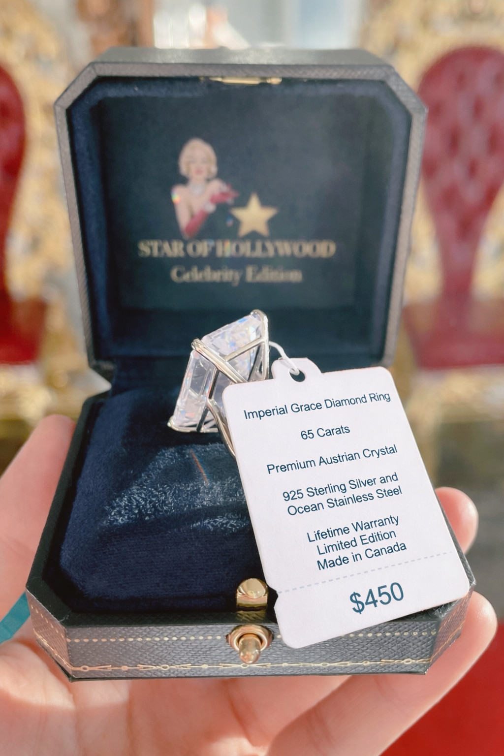 Star of Hollywood, Paris Fashion Week, Imperial Grace 65ct Austrian Crystal Ring