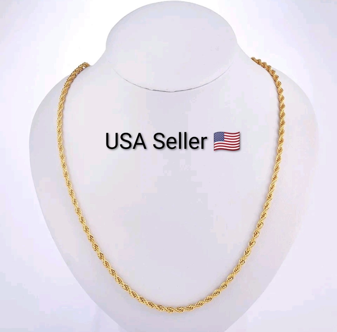 22inch 4MM 18K Gold Plated Necklace Stainless Steel Twist Snake Chain Necklace
