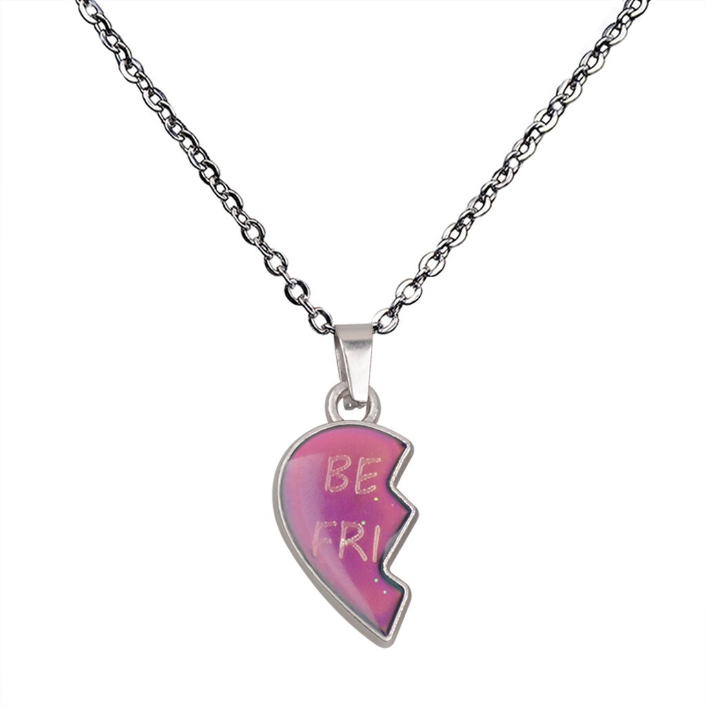 2Pcs/Set Temperature Sensing Color Changing Mood Tracker Best Friends Necklace