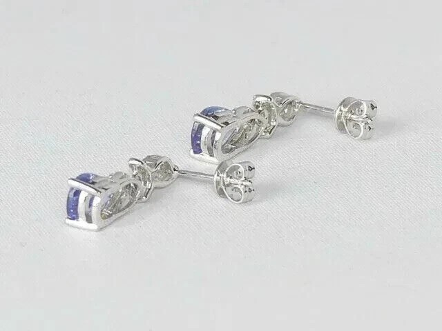 Drop/Dangle Earrings 2.20Ct Pear Cut Simulated Tanzanite 14k White Gold Plated