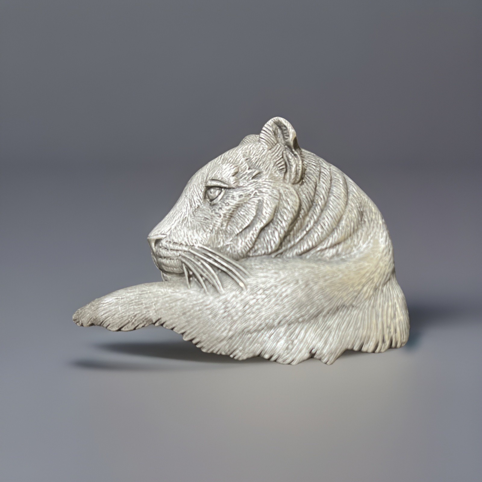 Vintage JJ Josette Pewter Tone Lioness Lion Big Wild Cat Head Brooch Pin SIGNED