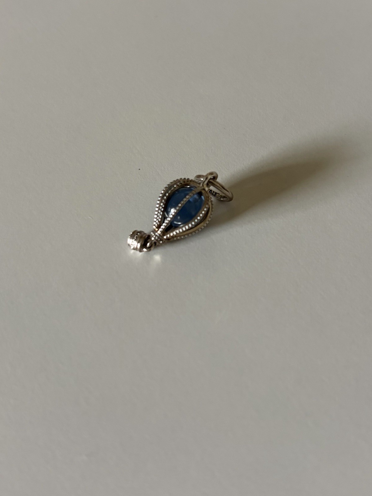 Pandora Retired Blue Hot Air Balloon Dangle Charm 798064NMB Vintage Silver