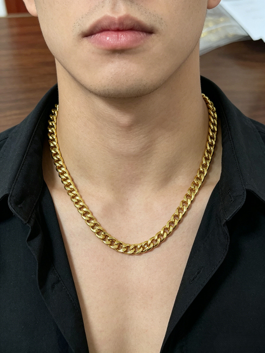 16″-30″ Pure Solid Copper Cuban Chain Necklace 14K Flat Miami Curb Link Rider4mm
