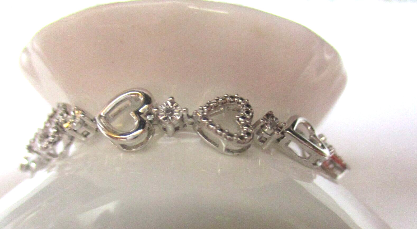 India, Bracelet – Sterling Silver with Diamonds- 7 1/2 inches, 8.3 grams
