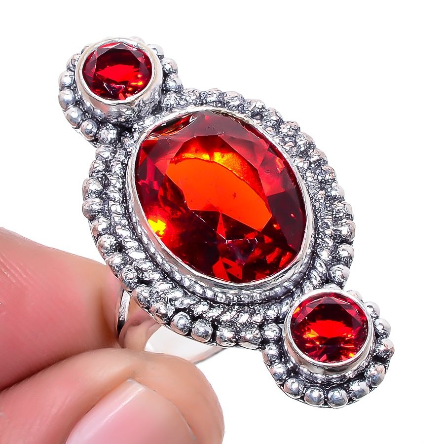 Mozambique Garnet Gemstone 925 Silver Plated Jewelry Ring s.8 W2478