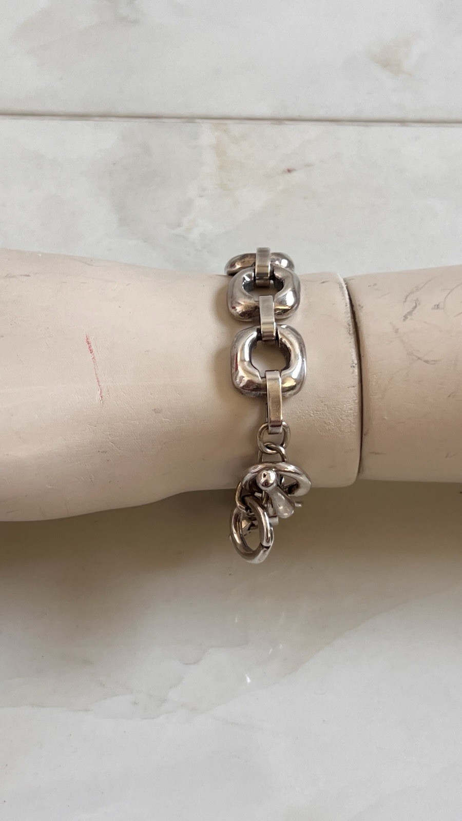 Ciclon , spanish brand silver plated link bracelet adjustable toggle clasp, used