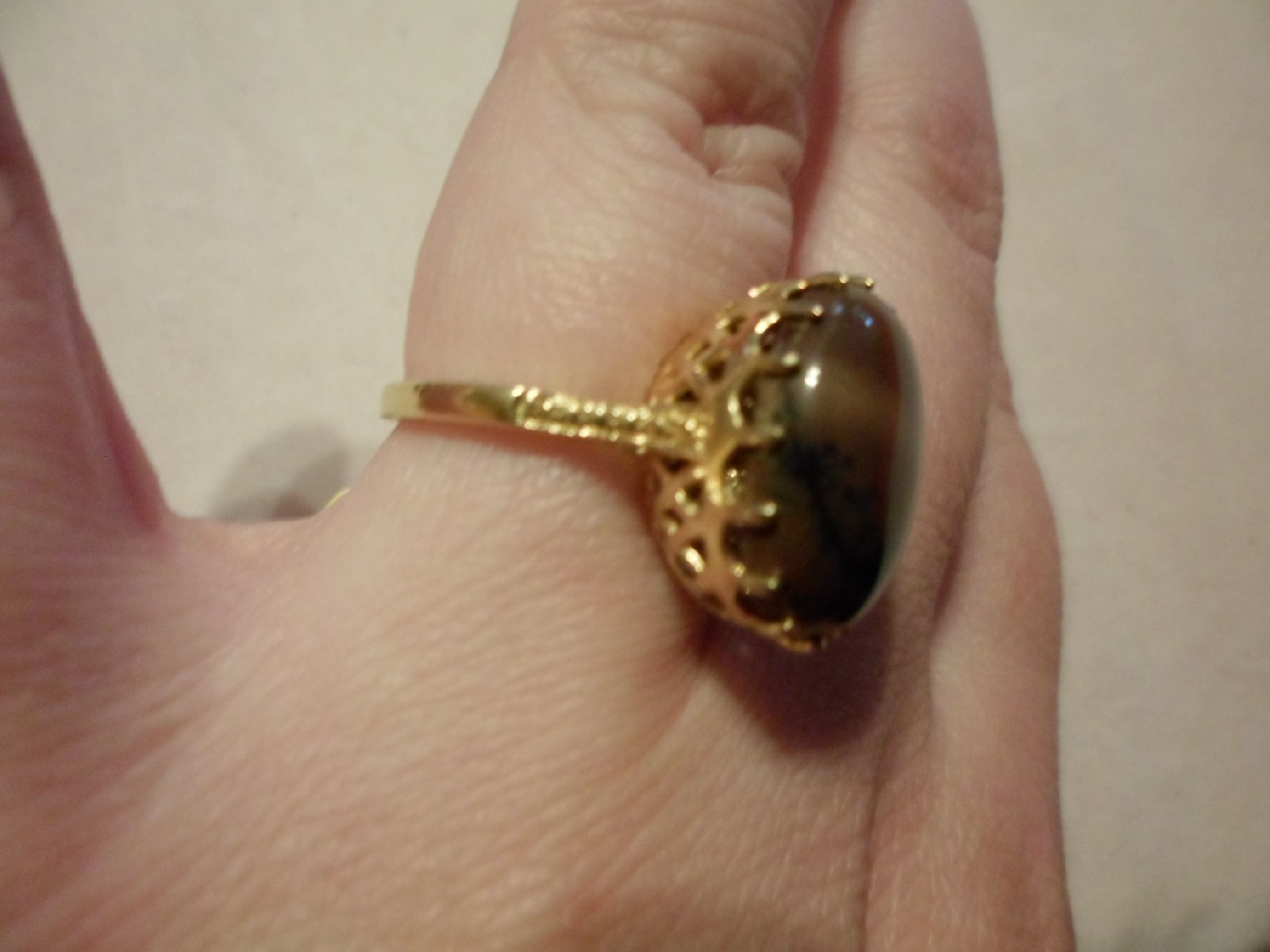 Mookite Oval Solitaire Ring in 18K Yellow Gold Overlay-Size 7-8.70 Carats