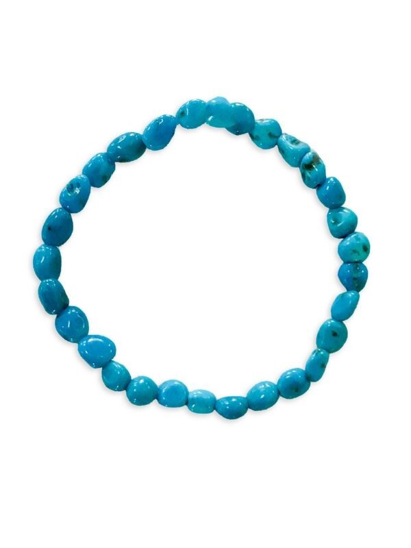 New Sleeping Beauty Turquoise 6 mm Bead Stretch Bracelet from Saks 6 5/8 to 8 in