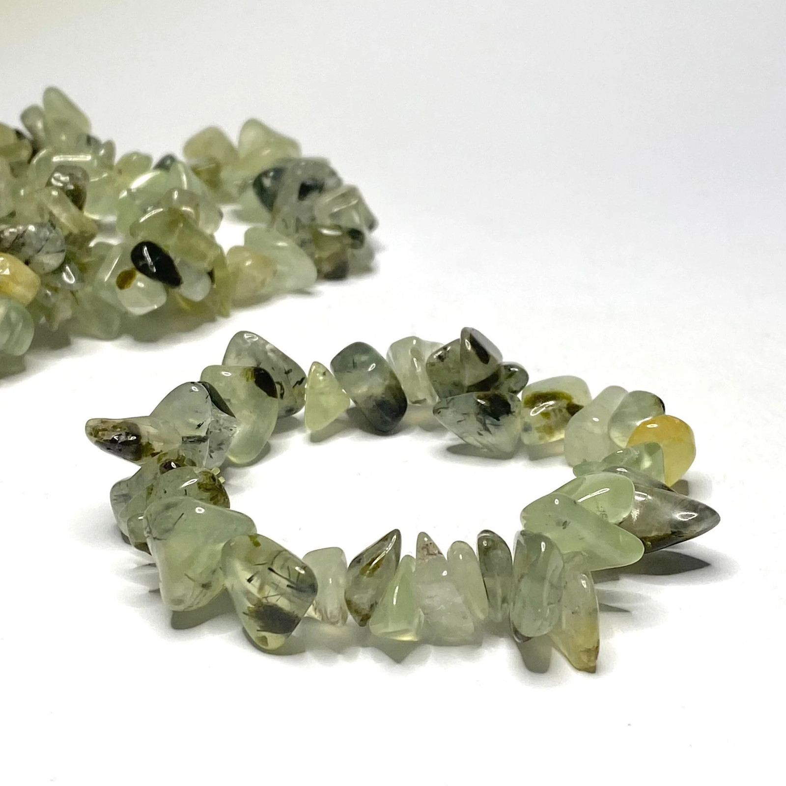 Prehnite Crystal Chip Stretch Bracelet