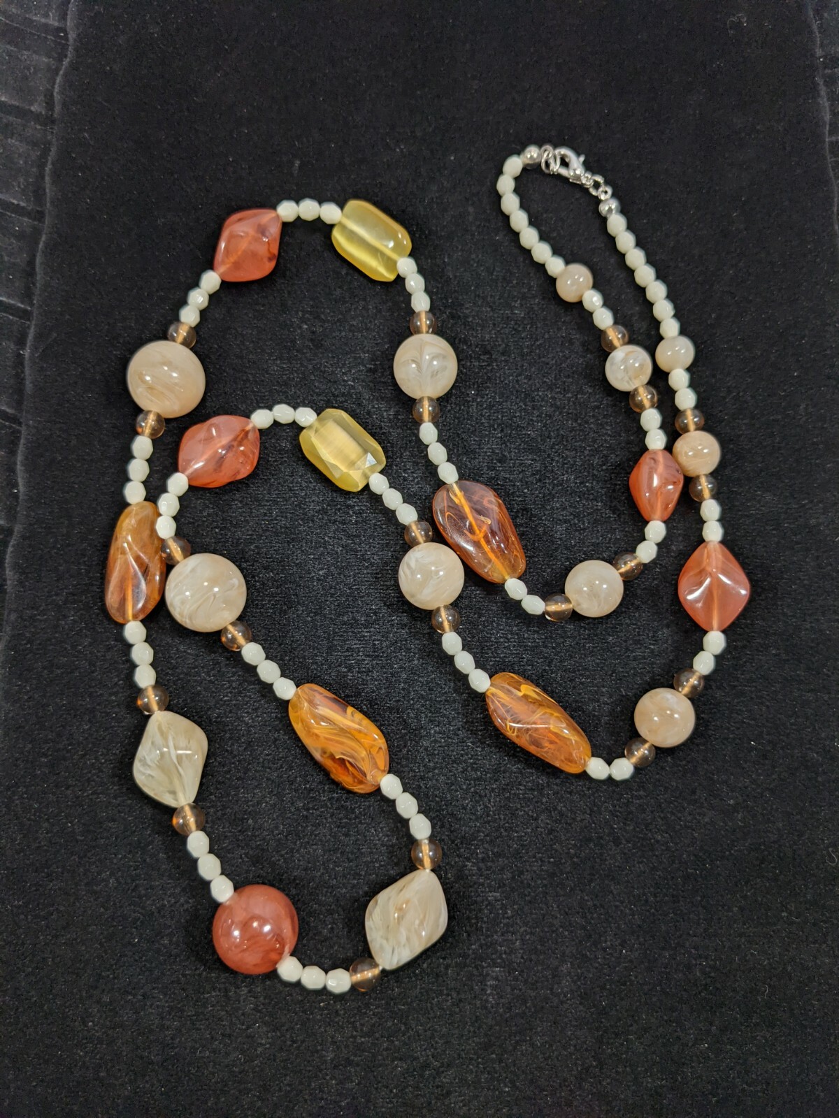 Brown Cream Acrylic Bead Long Necklace 15284