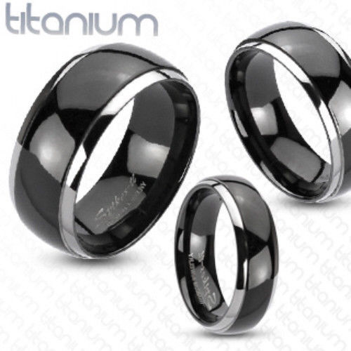 Solid Titanium Black IP Center Dome Ring Band Size 5,6,7,8,9,10,11,12,13 (f144)