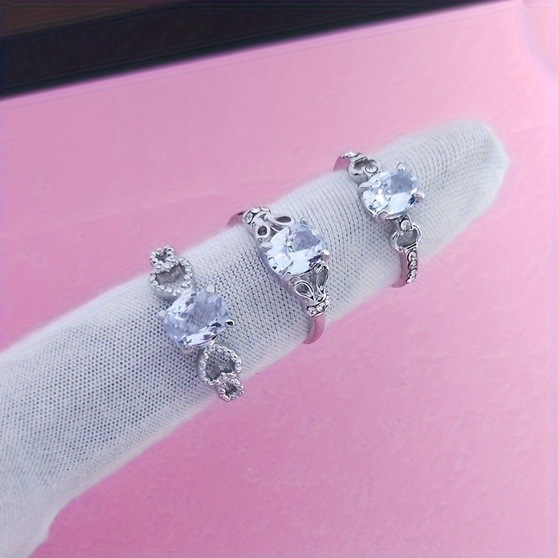 10/25/50Pcs Silver Clear Zircon Crystal Ring Fashion Jewelry Gifts for Women