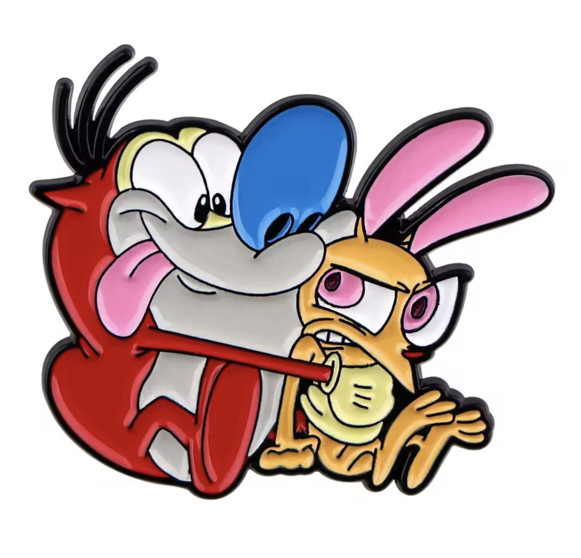 Stimpy Dog Cat Ren Cartoon Style 1pc Pin With Rubber Backer Humor FREE SHIPPING